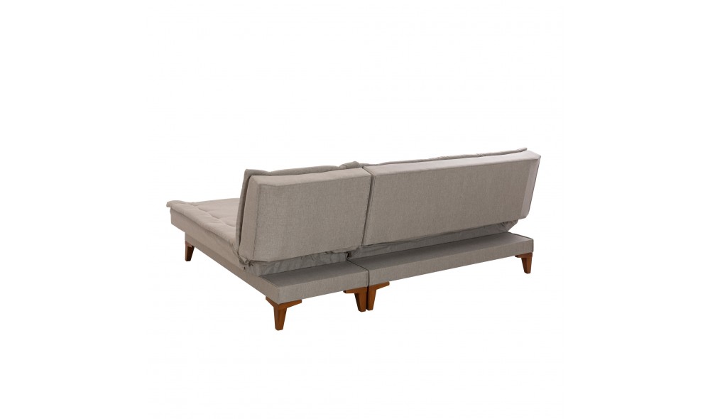 Canapea extensibila de colt, Santo - Crema, 225 x 86 x 85 cm