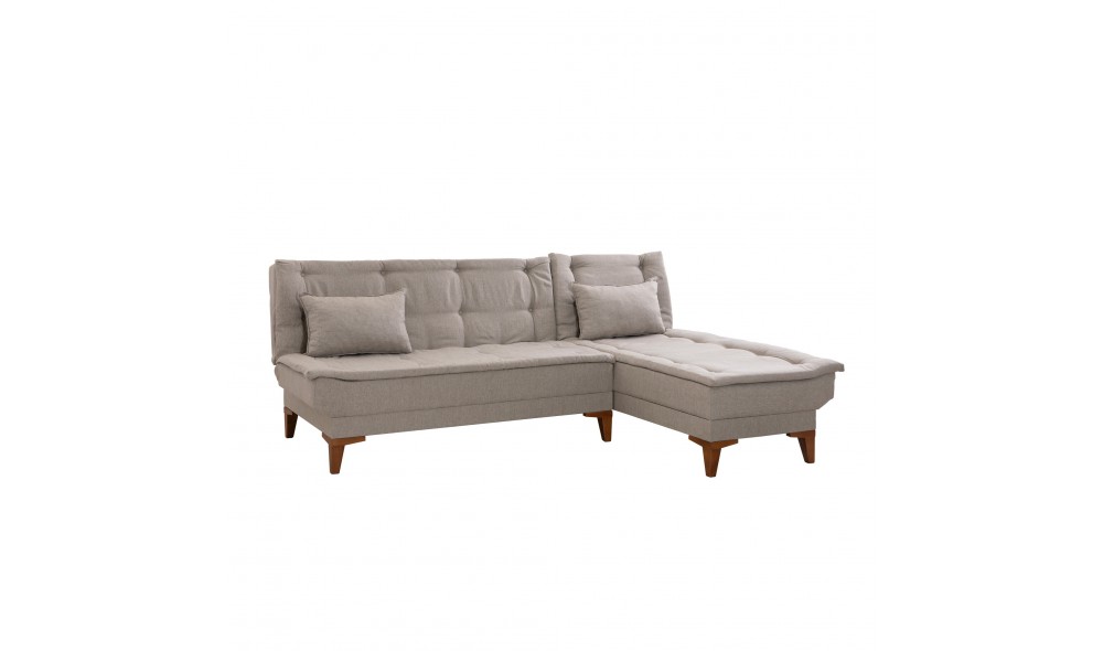 Canapea extensibila de colt, Santo - Crema, 225 x 86 x 85 cm