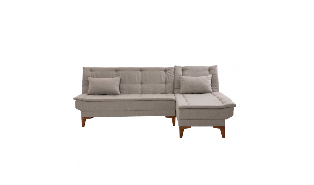 Canapea extensibila de colt, Santo - Crema, 225 x 86 x 85 cm