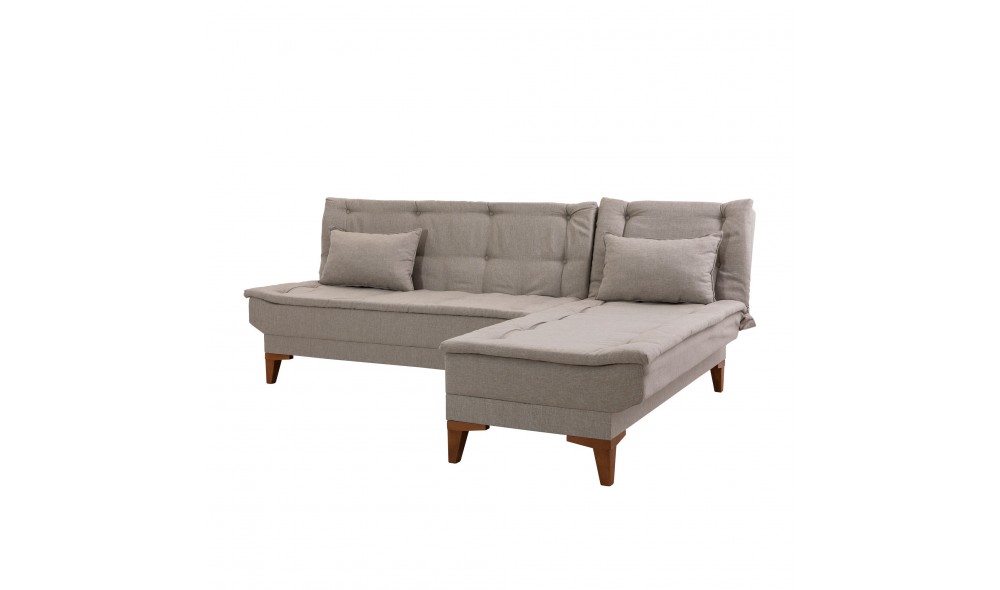 Canapea extensibila de colt, Santo - Crema, 225 x 86 x 85 cm