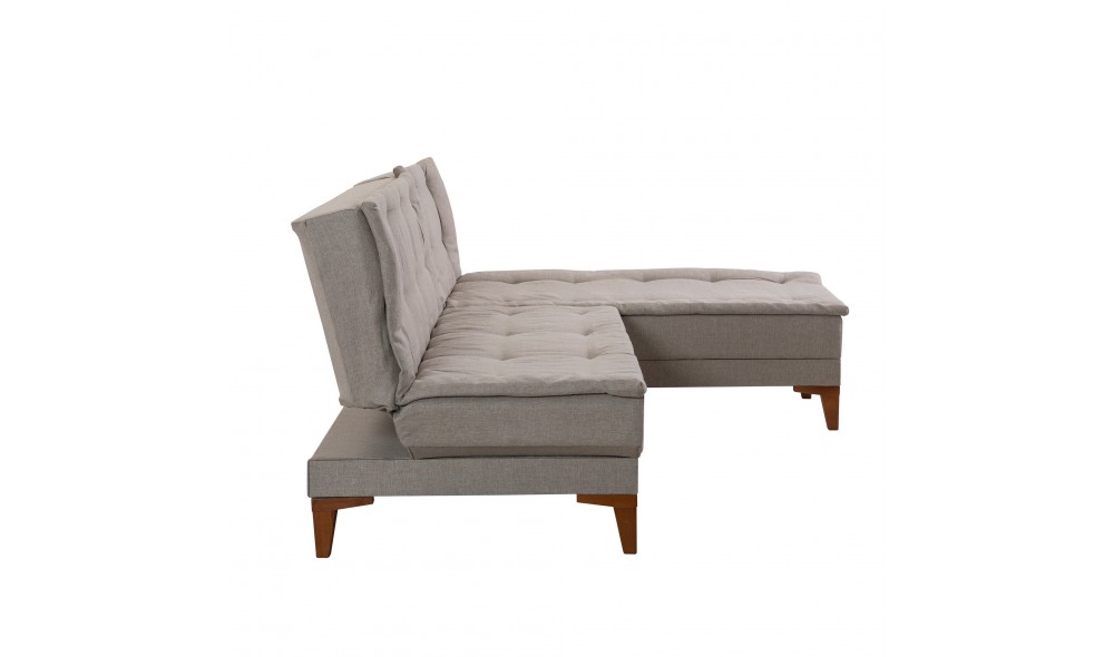 Canapea extensibila de colt, Santo - Crema, 225 x 86 x 85 cm