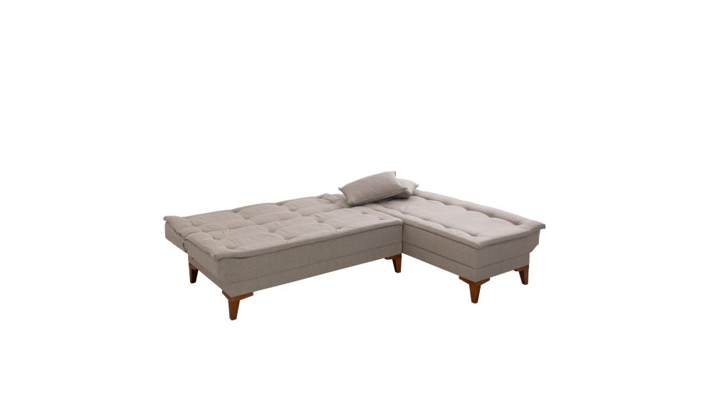 Canapea extensibila de colt, Santo - Crema, 225 x 86 x 85 cm