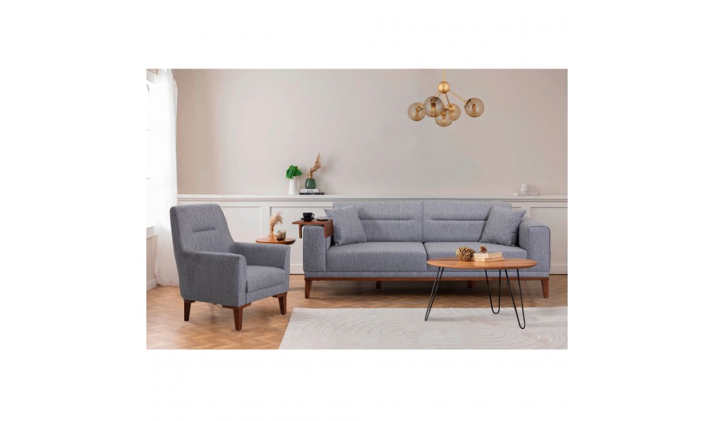 Set canapea extensibila, Liones - Gri, 223 x 82 x 94 cm