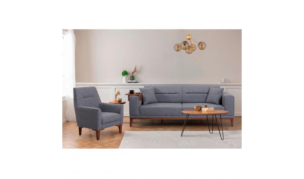 Set canapea extensibila, Liones - Gri inchis, 223 x 82 x 94 cm