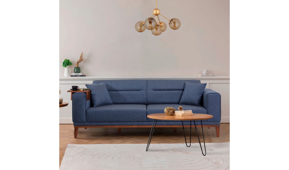 Set canapea extensibila, Liones 1048 - Albastru inchis, 223 x 82 x 94 cm