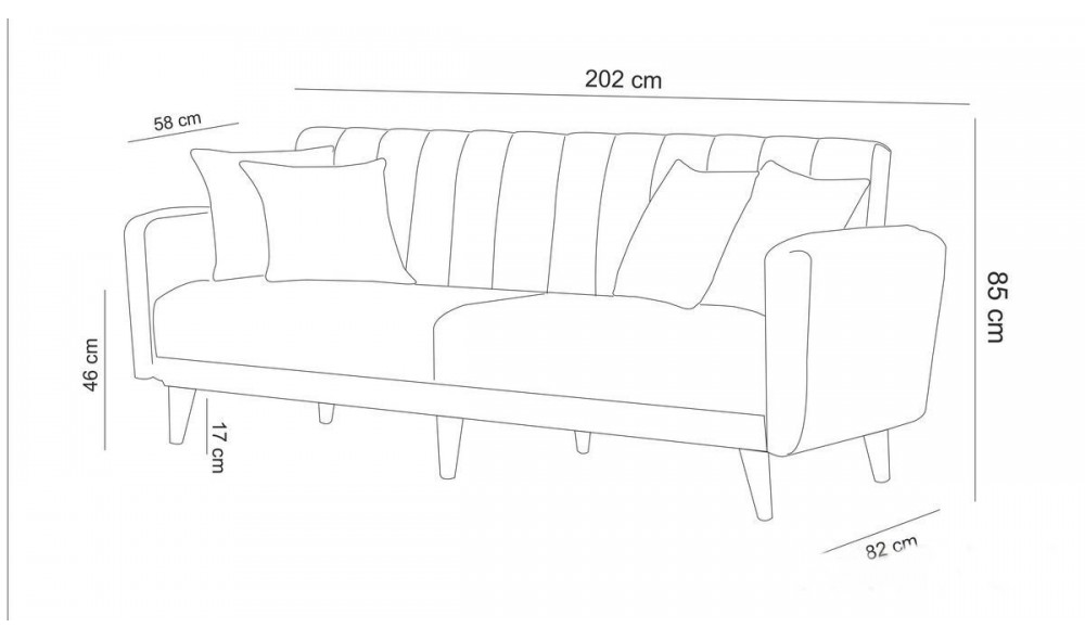 Set canapea extensibila, AQUA-TAKIM1-S 1053, 205 x 90 x 80 cm