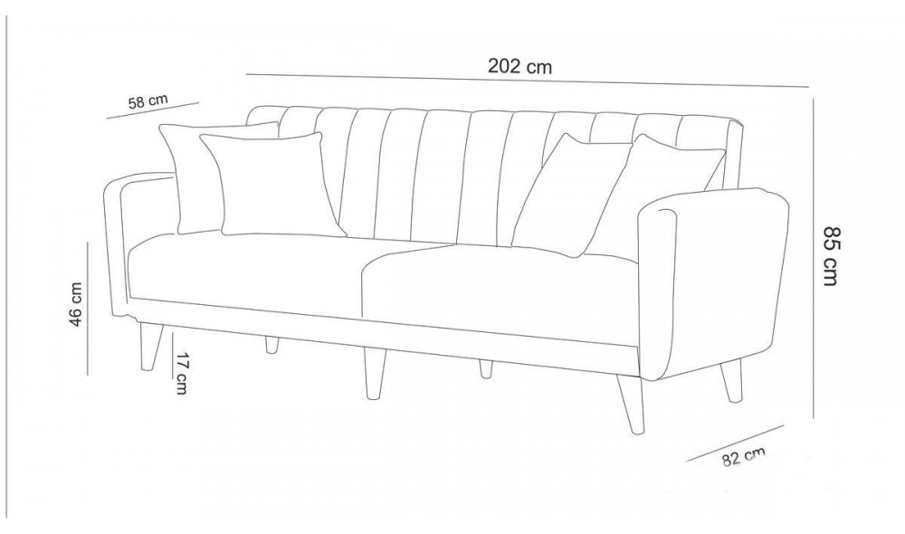 Set canapea extensibila, AQUA-TAKIM3-S 1008, 205 x 90 x 80 cm