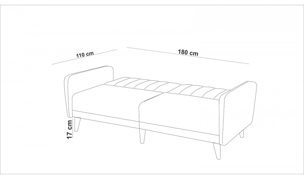 Set canapea extensibila, AQUA-TAKIM6-S 1048, 205 x 90 x 80 cm