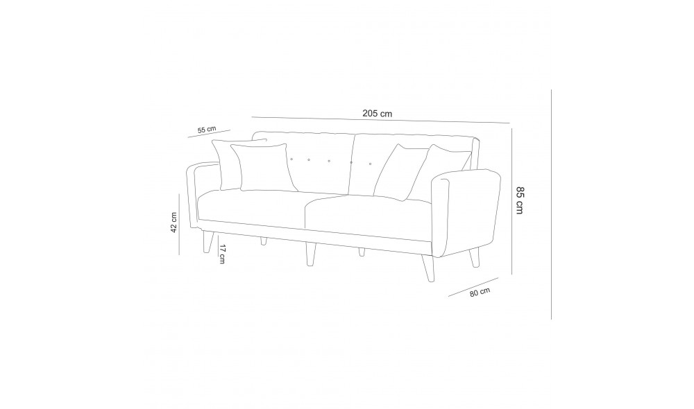 Set canapea extensibila, ARIA-TAKIM5-S 1005, 205 x 83 x 82 cm
