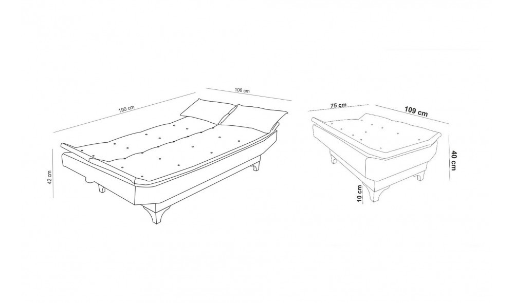 Set canapea extensibila, Santo-S-1053 - Antracit, 186 x 86 x 85 cm