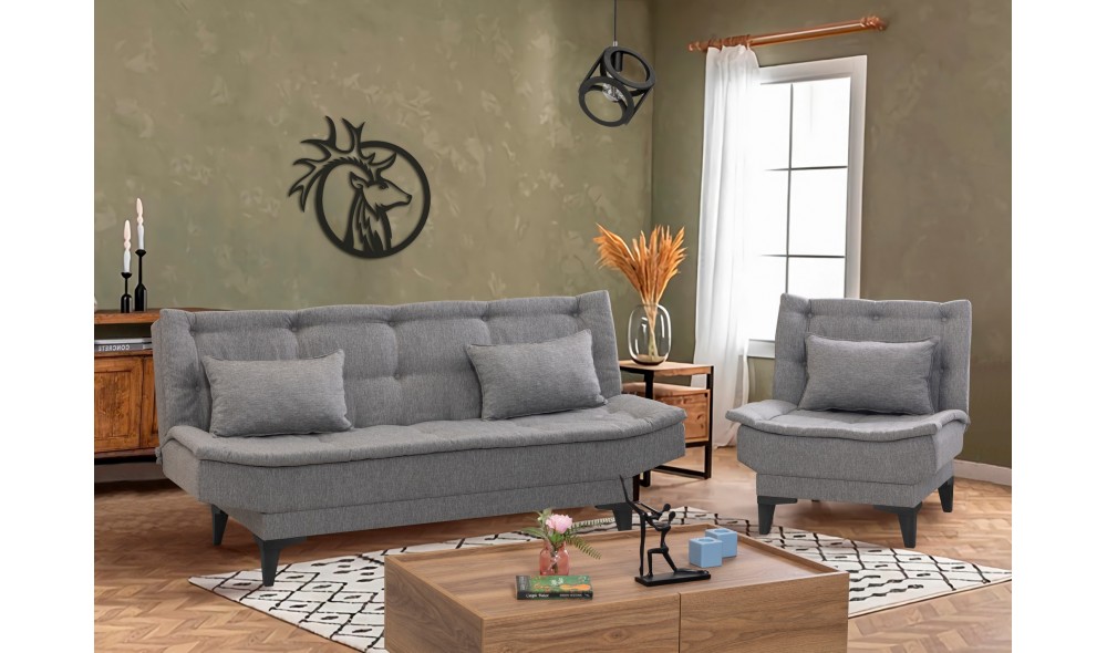 Set canapea extensibila, Santo-S-1008 - Gri, 186 x 86 x 85 cm