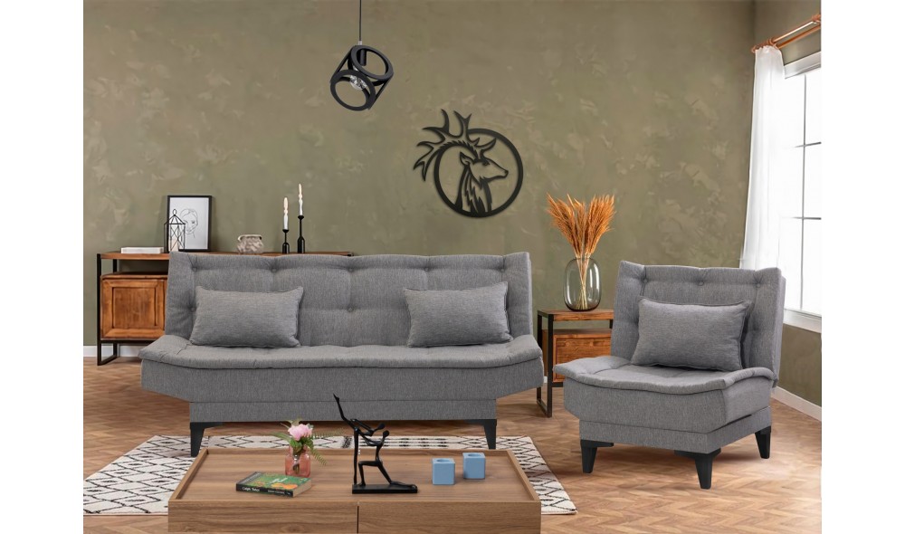 Set canapea extensibila, Santo-S-1008 - Gri, 186 x 86 x 85 cm