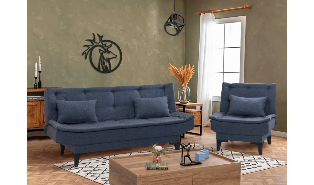 Set canapea extensibila, Santo-S-1048 - Bleumarin, 186 x 86 x 85 cm