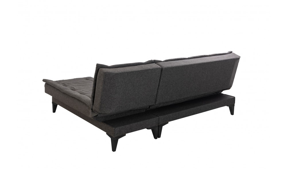 Canapea extensibila de colt, Santo-S - Antracit, 225 x 86 x 85 cm