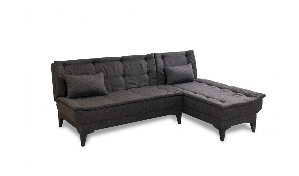 Canapea extensibila de colt, Santo-S - Antracit, 225 x 86 x 85 cm