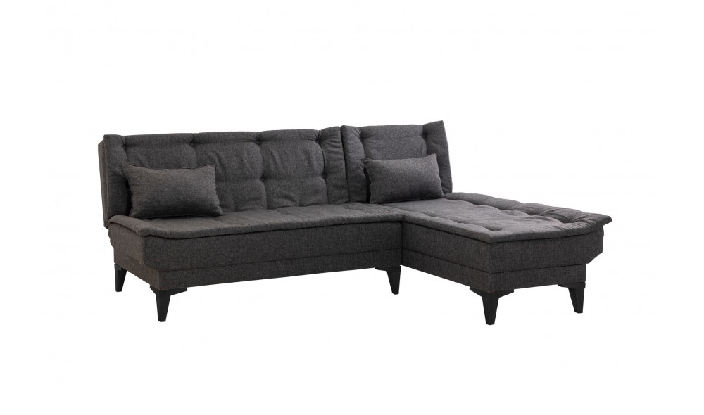 Canapea extensibila de colt, Santo-S - Antracit, 225 x 86 x 85 cm