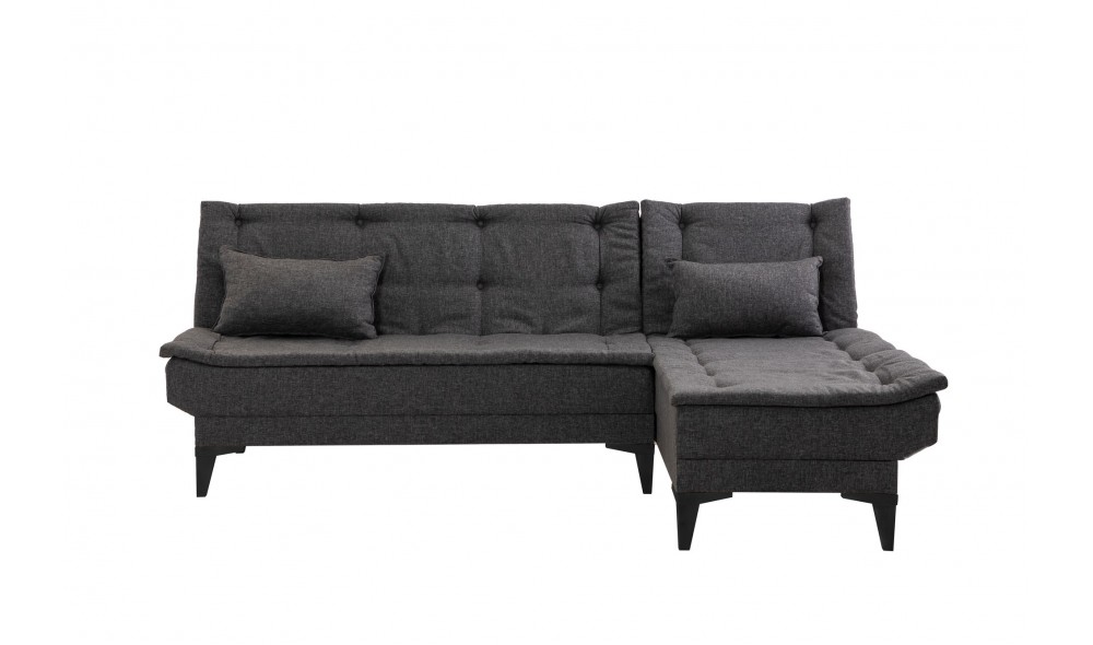 Canapea extensibila de colt, Santo-S - Antracit, 225 x 86 x 85 cm