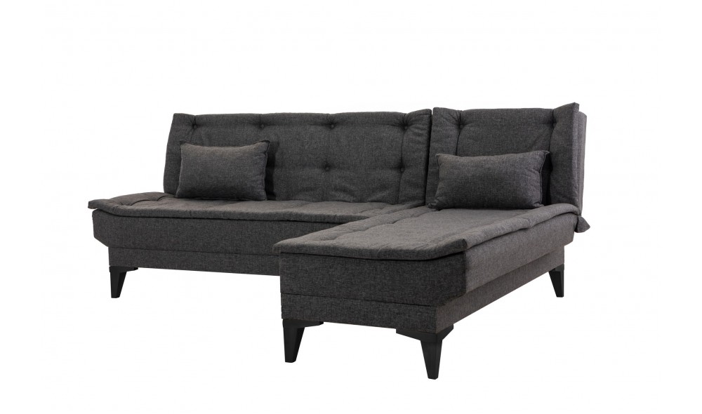 Canapea extensibila de colt, Santo-S - Antracit, 225 x 86 x 85 cm