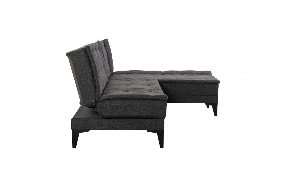 Canapea extensibila de colt, Santo-S - Antracit, 225 x 86 x 85 cm