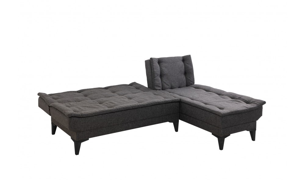 Canapea extensibila de colt, Santo-S - Antracit, 225 x 86 x 85 cm
