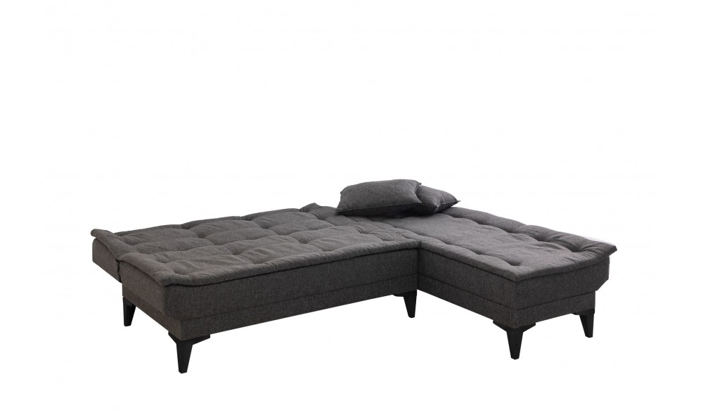 Canapea extensibila de colt, Santo-S - Antracit, 225 x 86 x 85 cm