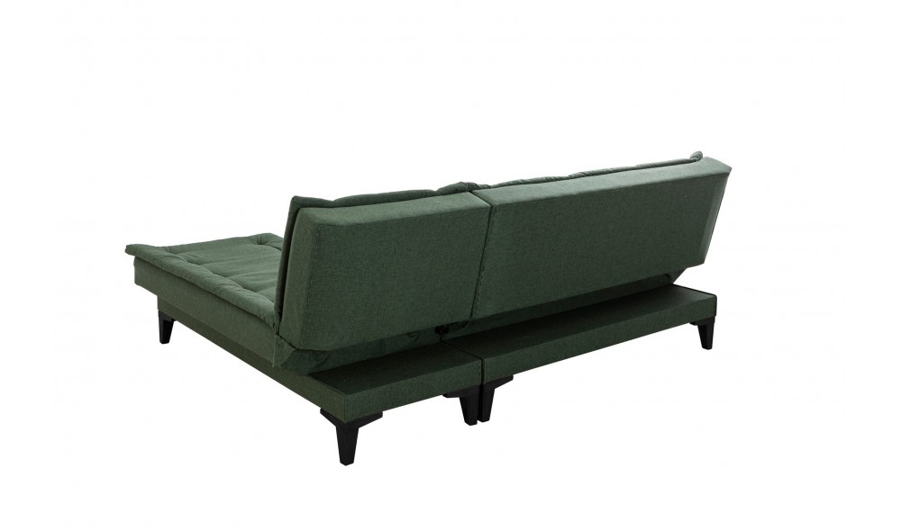 Canapea extensibila de colt, Santo-S - Verde, 225 x 86 x 85 cm