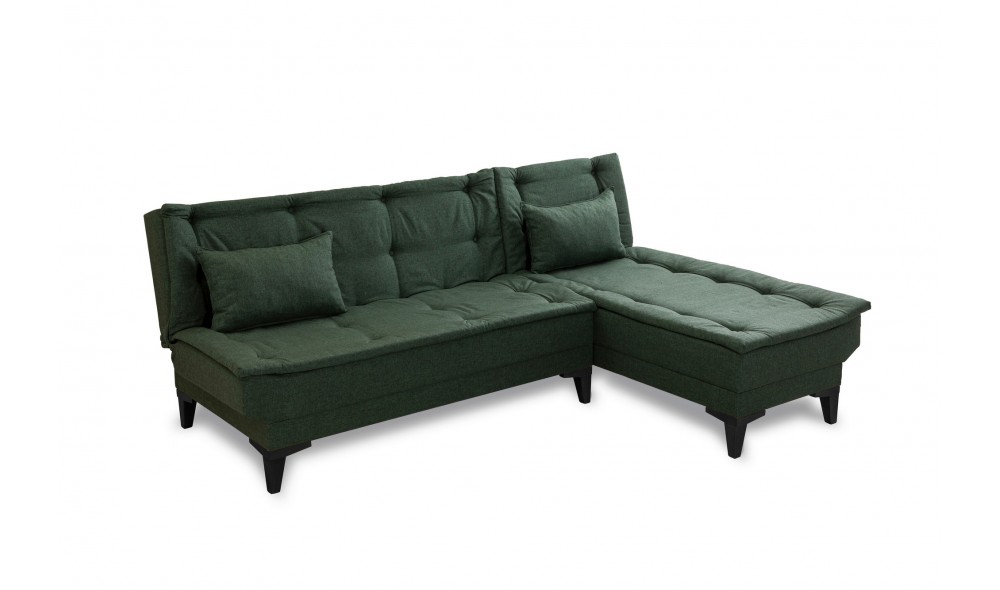 Canapea extensibila de colt, Santo-S - Verde, 225 x 86 x 85 cm