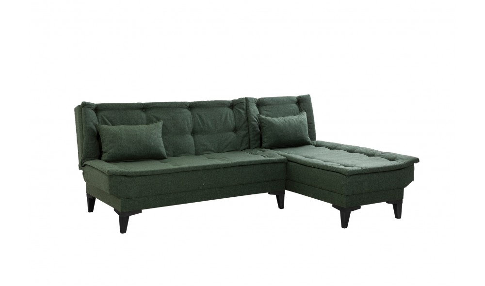 Canapea extensibila de colt, Santo-S - Verde, 225 x 86 x 85 cm