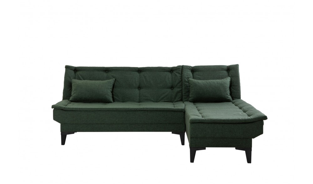 Canapea extensibila de colt, Santo-S - Verde, 225 x 86 x 85 cm
