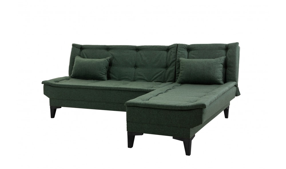 Canapea extensibila de colt, Santo-S - Verde, 225 x 86 x 85 cm