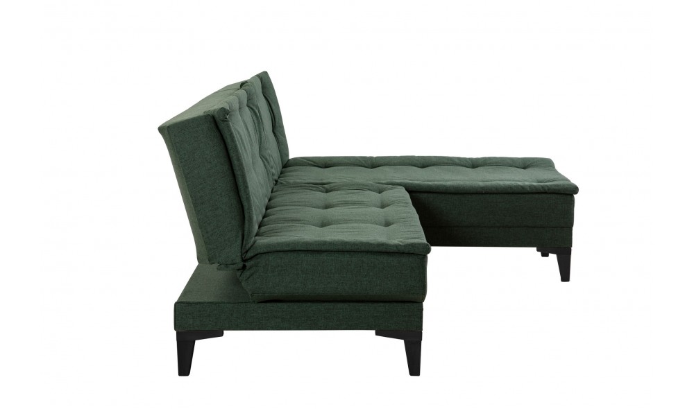 Canapea extensibila de colt, Santo-S - Verde, 225 x 86 x 85 cm