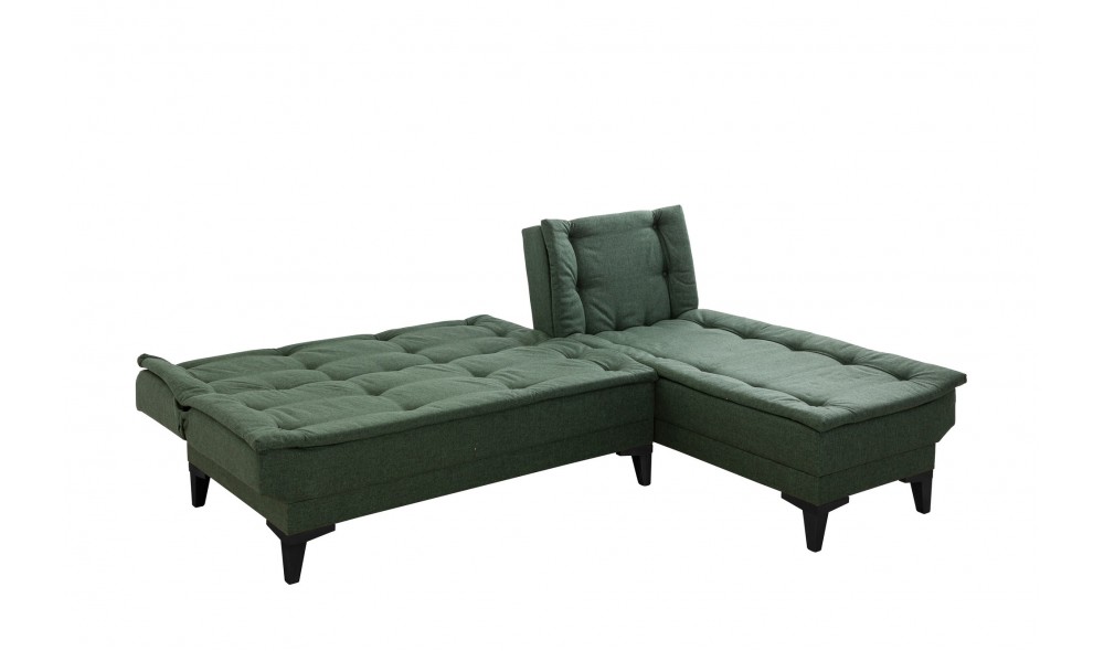 Canapea extensibila de colt, Santo-S - Verde, 225 x 86 x 85 cm
