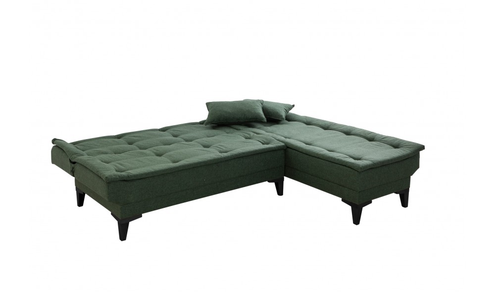 Canapea extensibila de colt, Santo-S - Verde, 225 x 86 x 85 cm