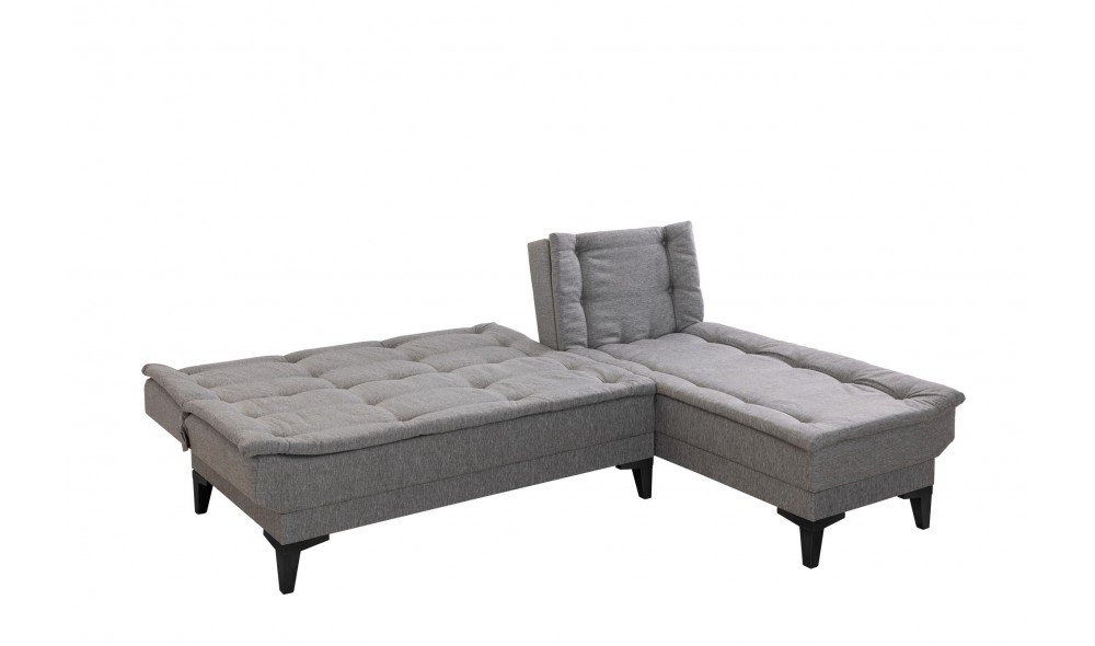 Canapea extensibila de colt, Santo-S - Gri, 225 x 86 x 85 cm