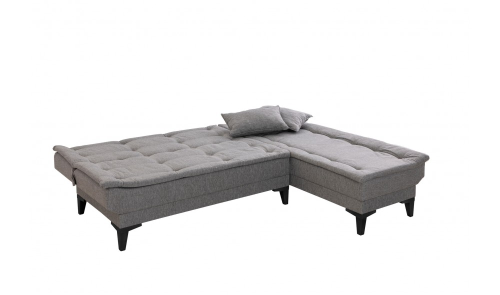 Canapea extensibila de colt, Santo-S - Gri, 225 x 86 x 85 cm