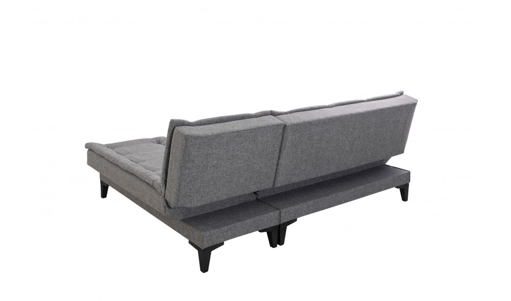 Canapea extensibila de colt, Santo-S - Gri inchis, 225 x 86 x 85 cm