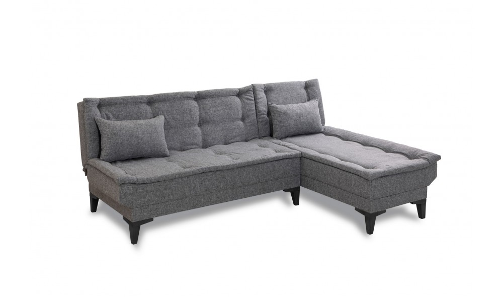 Canapea extensibila de colt, Santo-S - Gri inchis, 225 x 86 x 85 cm