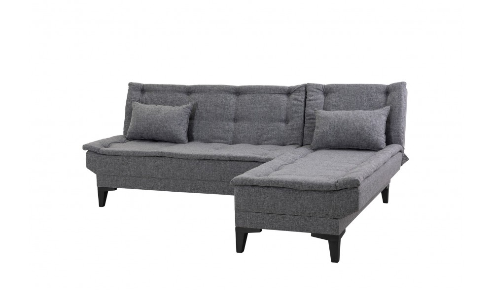 Canapea extensibila de colt, Santo-S - Gri inchis, 225 x 86 x 85 cm
