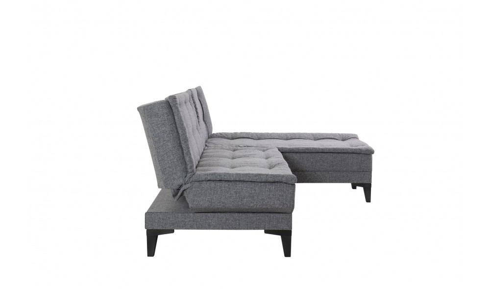 Canapea extensibila de colt, Santo-S - Gri inchis, 225 x 86 x 85 cm