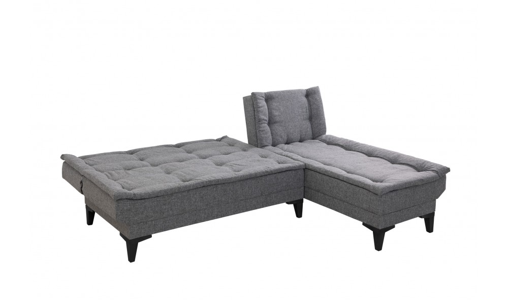 Canapea extensibila de colt, Santo-S - Gri inchis, 225 x 86 x 85 cm