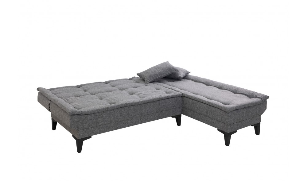 Canapea extensibila de colt, Santo-S - Gri inchis, 225 x 86 x 85 cm