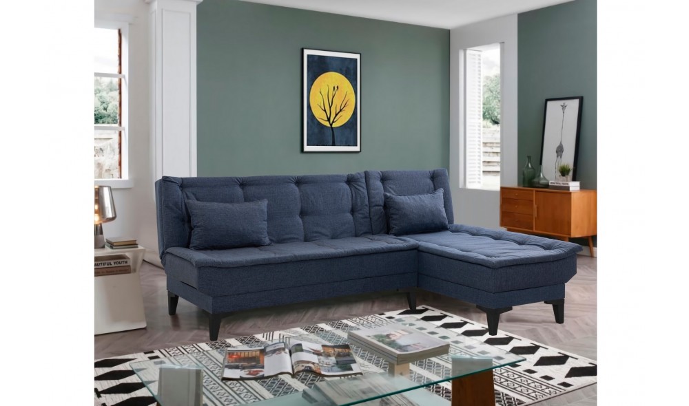 Canapea extensibila de colt, Santo-S - Bleumarin, 225 x 86 x 85 cm