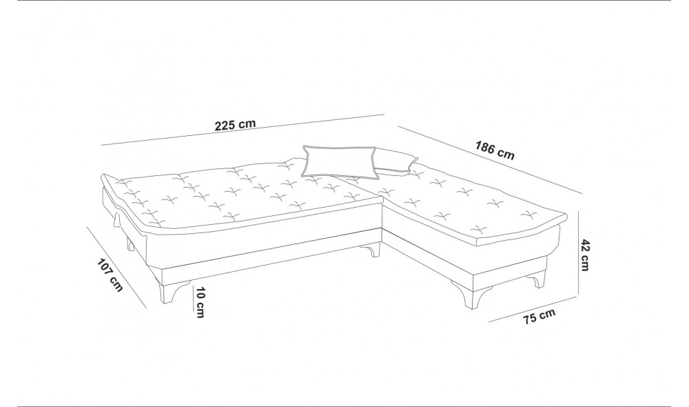 Canapea extensibila de colt, Santo-S - Bleumarin, 225 x 86 x 85 cm
