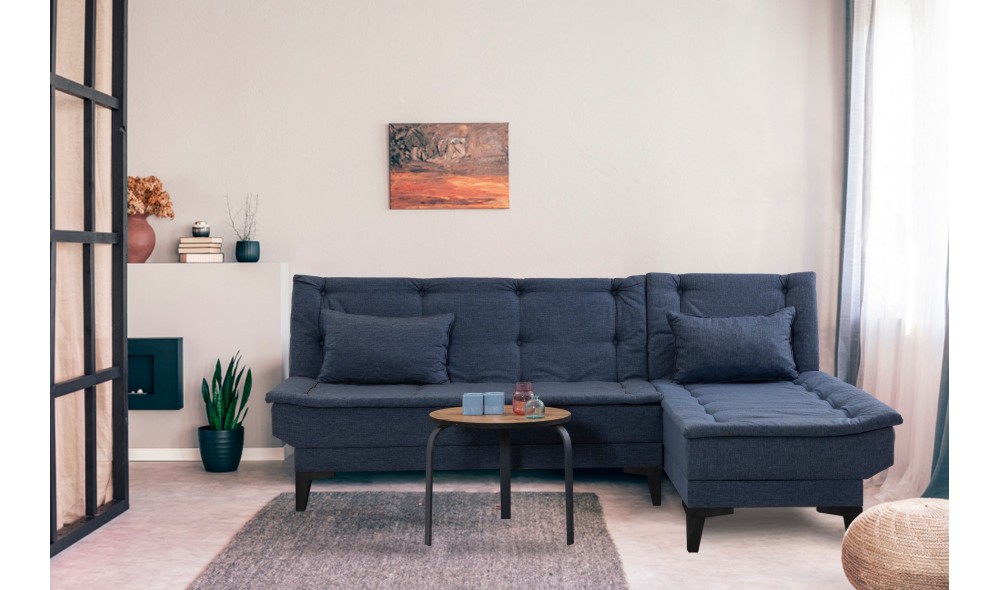 Canapea extensibila de colt, Santo-S - Bleumarin, 225 x 86 x 85 cm