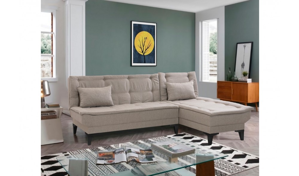 Canapea extensibila de colt, Santo-S - Crema, 225 x 86 x 85 cm