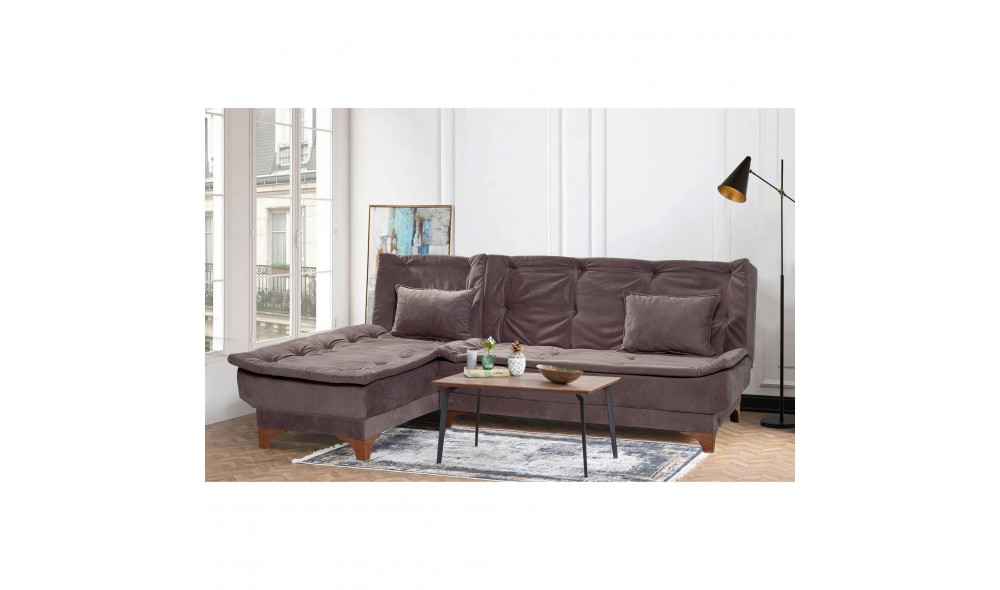 Canapea extensibila de colt, Kelebek Kose Stanga - Antracit, 225 x 86 x 160 cm