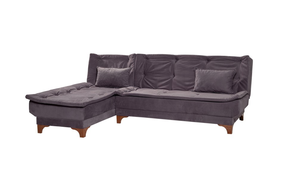 Canapea extensibila de colt, Kelebek Kose Stanga - Antracit, 225 x 86 x 160 cm