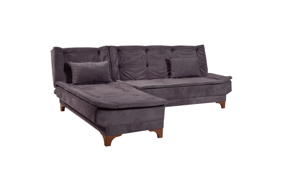 Canapea extensibila de colt, Kelebek Kose Stanga - Antracit, 225 x 86 x 160 cm