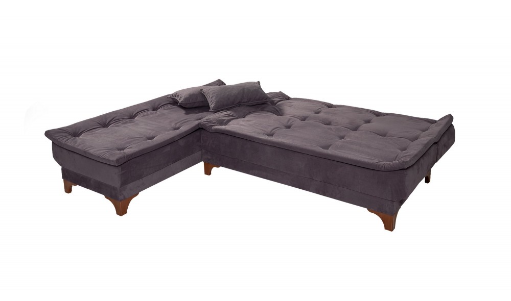 Canapea extensibila de colt, Kelebek Kose Stanga - Antracit, 225 x 86 x 160 cm