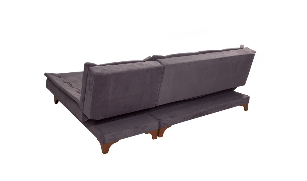 Canapea extensibila de colt, Kelebek Kose Stanga - Antracit, 225 x 86 x 160 cm